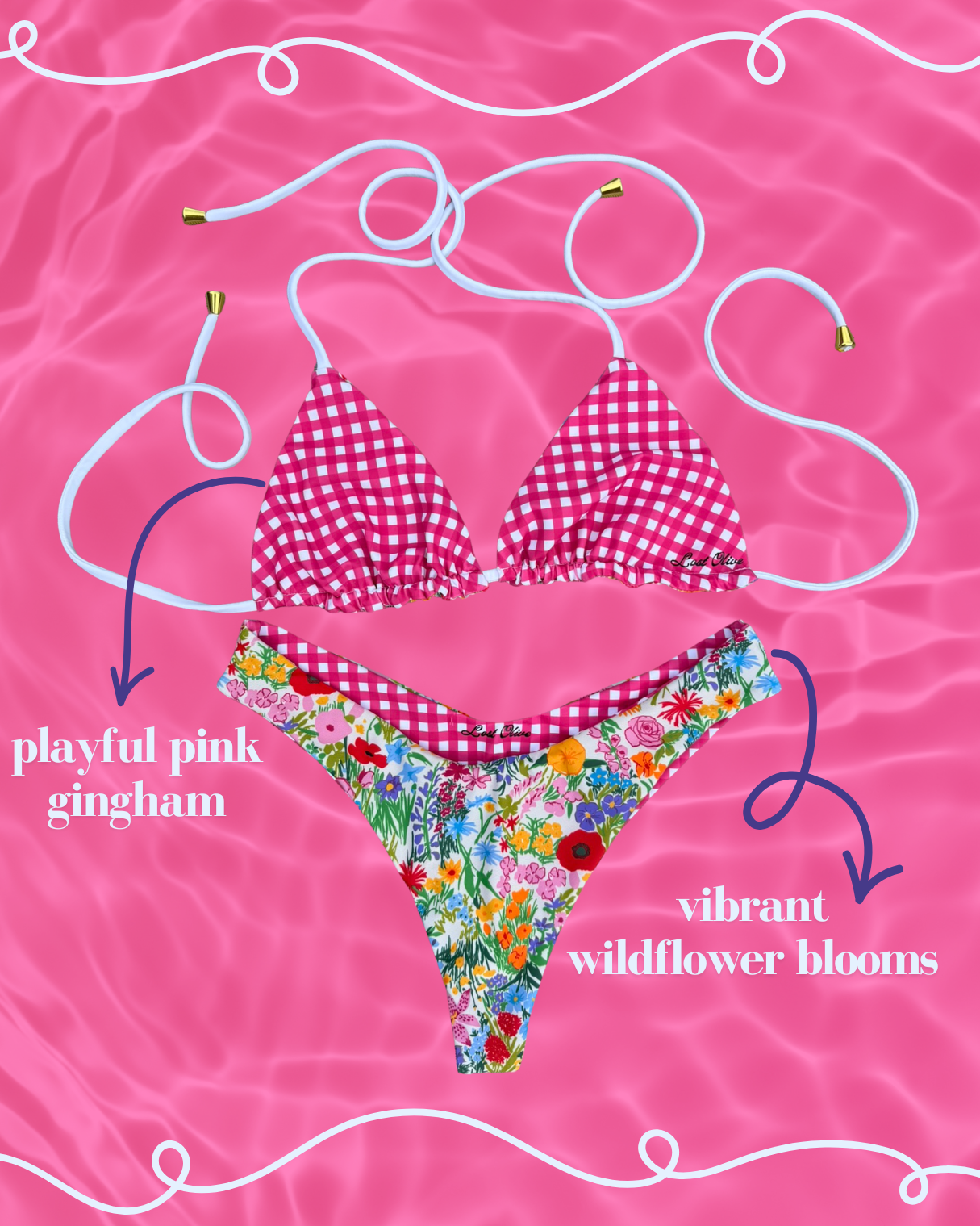Gingham Garden Reversible Bikini Bottom