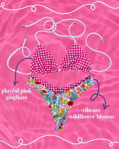 Gingham Garden Reversible Bikini Bottom