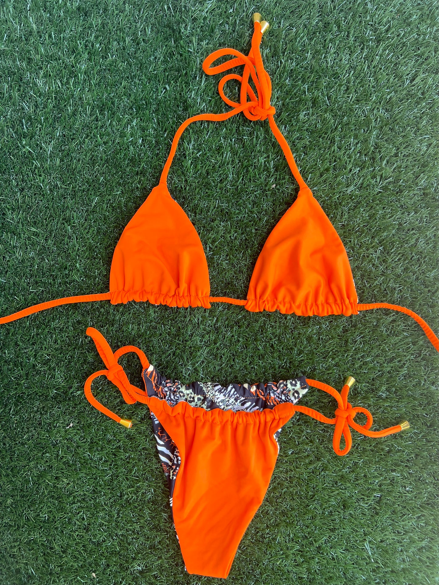 Serengeti Sunset Reversible Bikini Top in The Austin