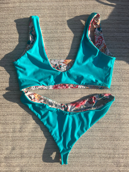 Carnation Charm Reversible Bikini Top in The Madison